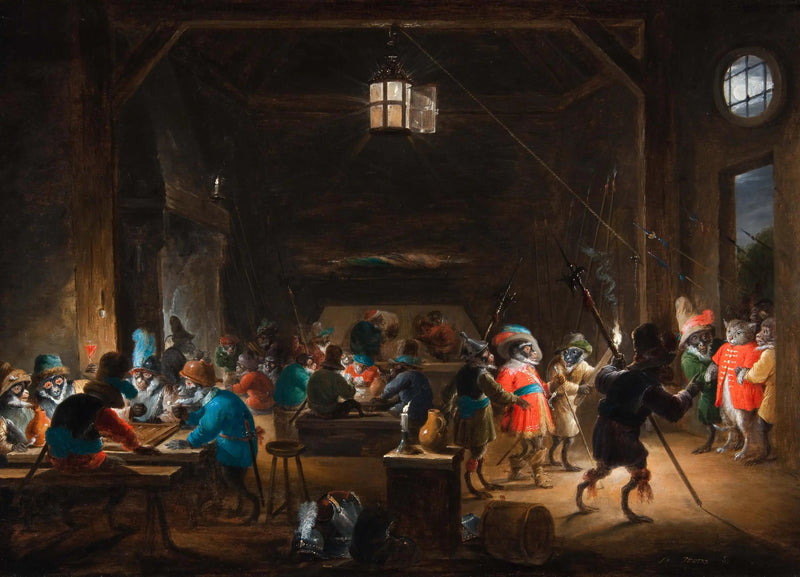Muhafaza sahnesi, maymun askerler - David Teniers le Jeune