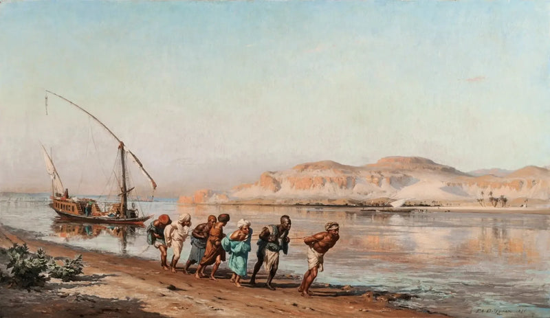 Nil üzerinde çekme sahnesi - Frederick Arthur Bridgman