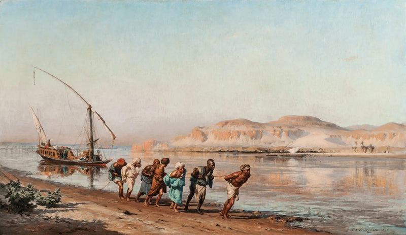 Nil üzerinde çekme sahnesi - Frederick Arthur Bridgman