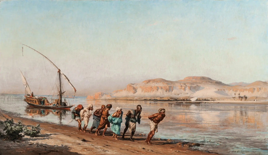 Scène de halage sur le Nil - Frederick Arthur Bridgman - Alpha Reproduction