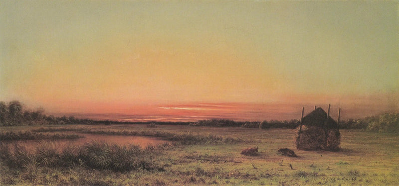 Bataklık Manzarası: Bir Tarlada İki Sığır - Martin Johnson Heade