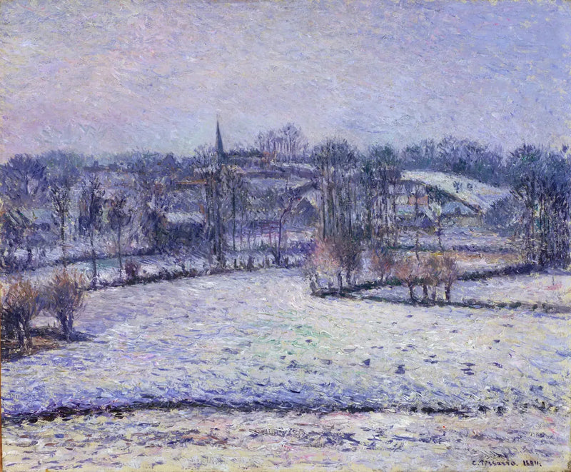 Éragny'de Kar Manzarası (Bazincourt Görünümü) - Camille Pissarro