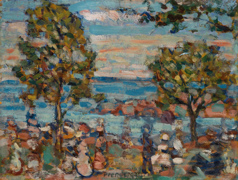 İki ağaçlı plaj sahnesi - Maurice Prendergast