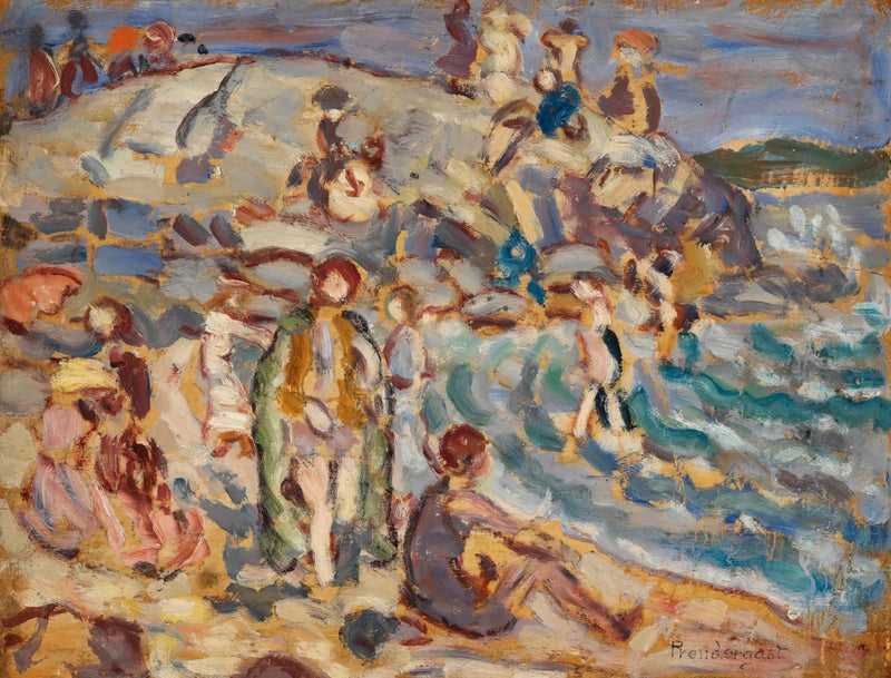 Plaj ve tepe manzarası - Maurice Prendergast