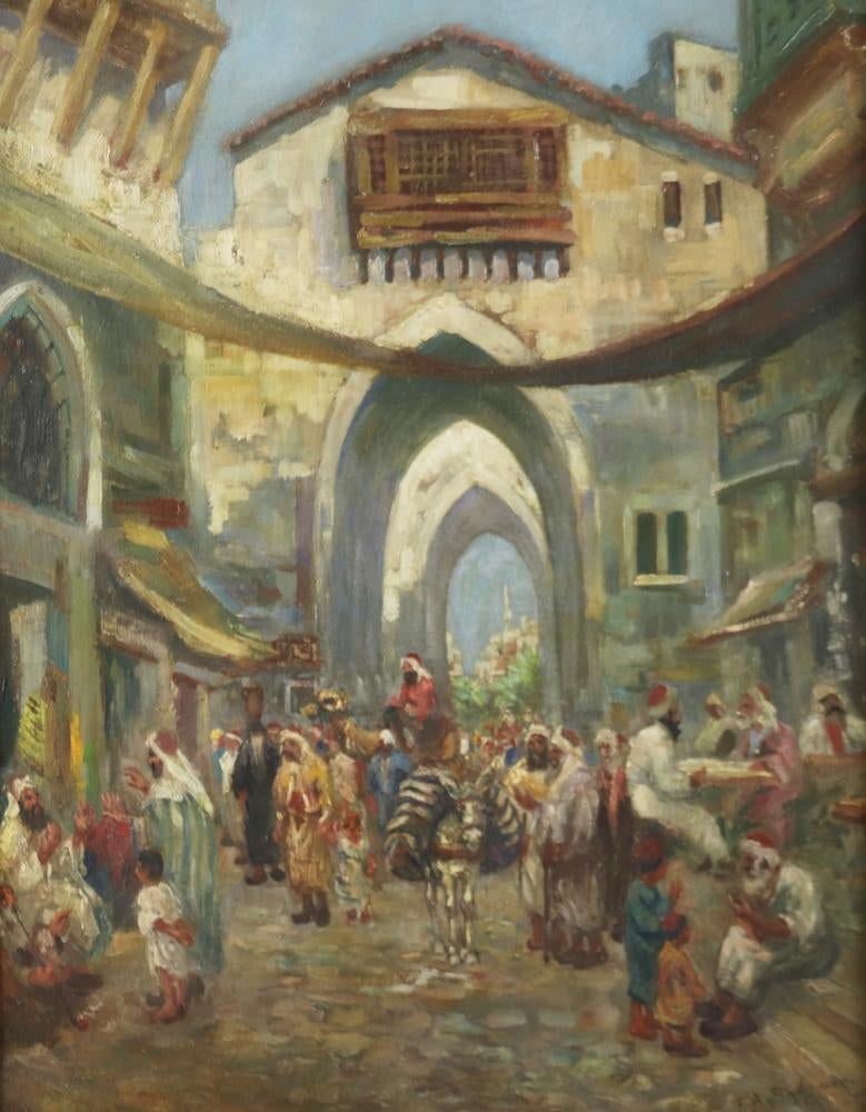 Scène de rue du marché oriental - Frederick Arthur Bridgman