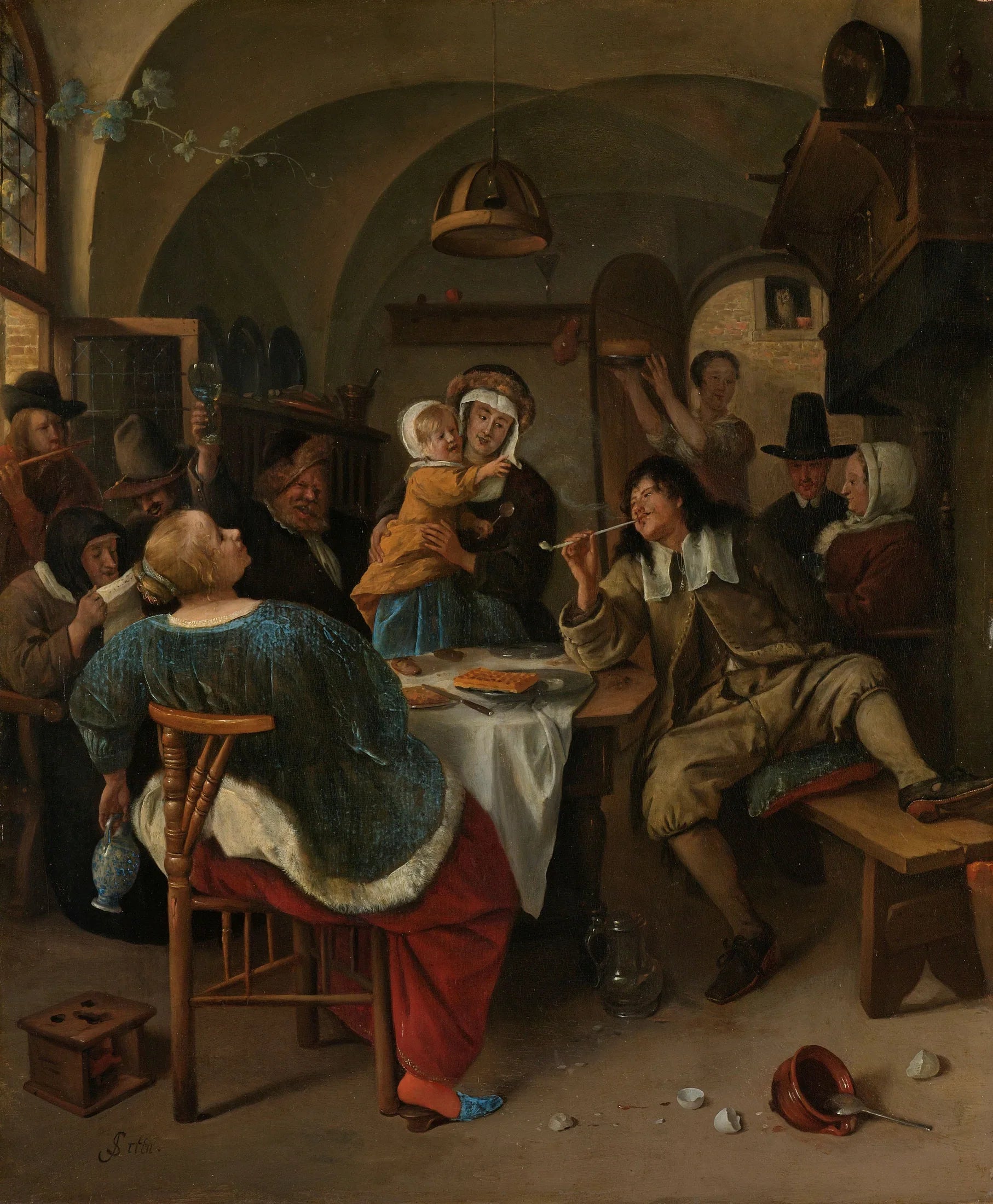 Scène familiale - Jan Steen image 1 reproduction artisanale de tableau