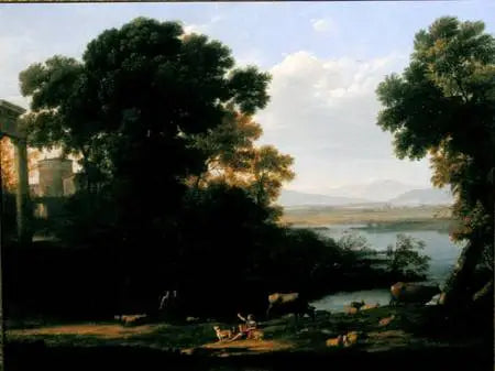 Klasik nehir sahnesi ve bir şehre bakış - Claude Lorrain