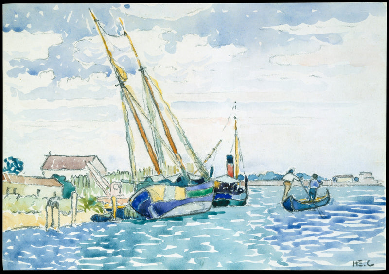 Deniz Manzarası (Venedik Yakınlarındaki Tekneler) - Henri-Edmond Cross