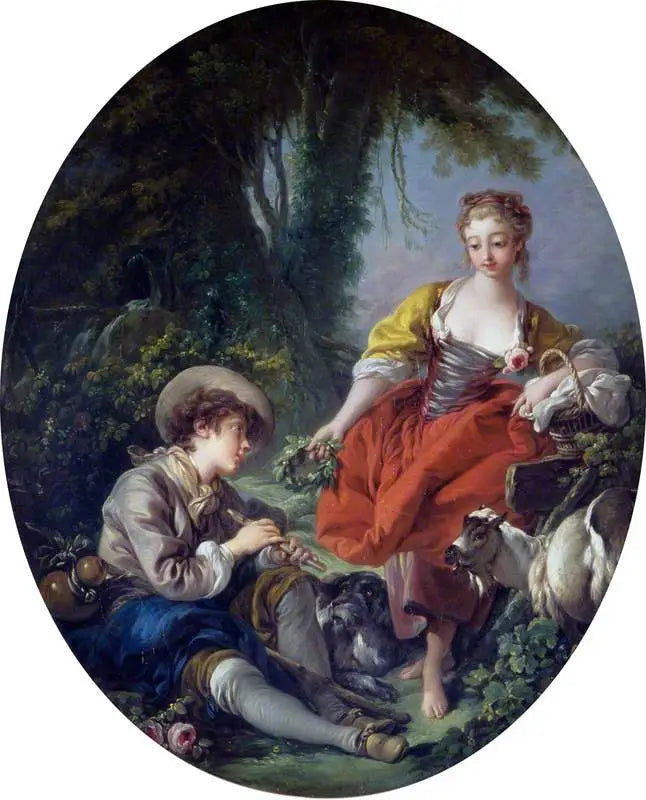  pastoral sahne: pipo içen çoban ve bir kız - François Boucher