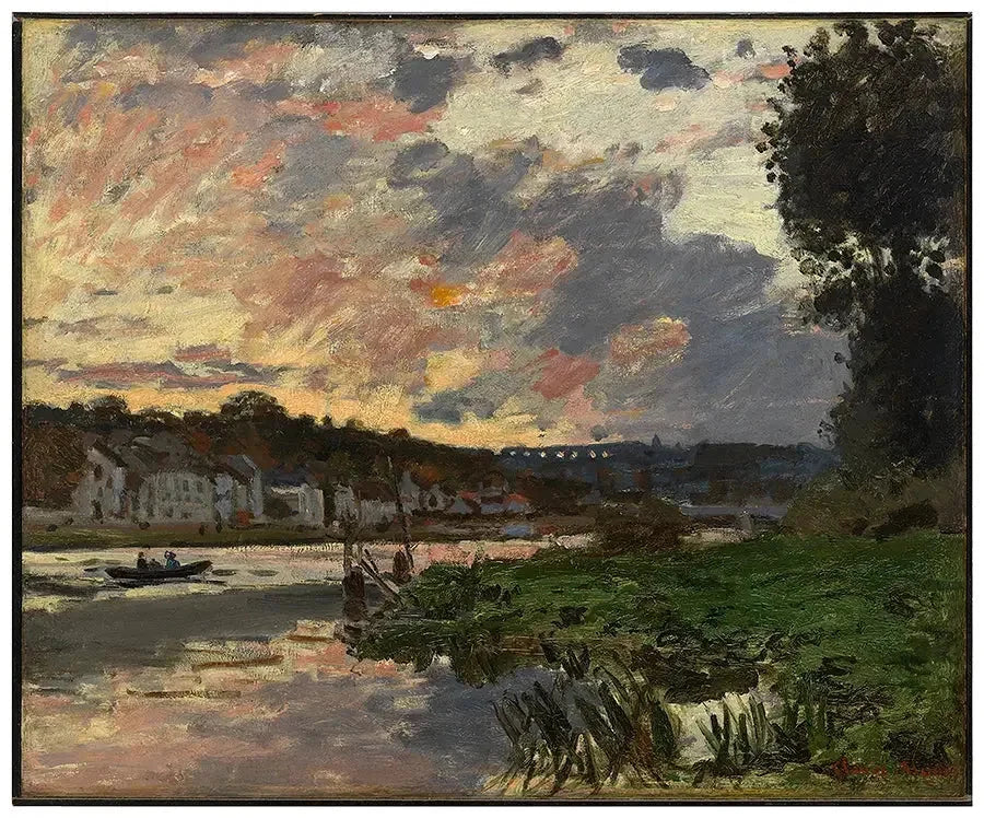 Seine Nehri Bougival'de, W151 akşamı - Claude Monet