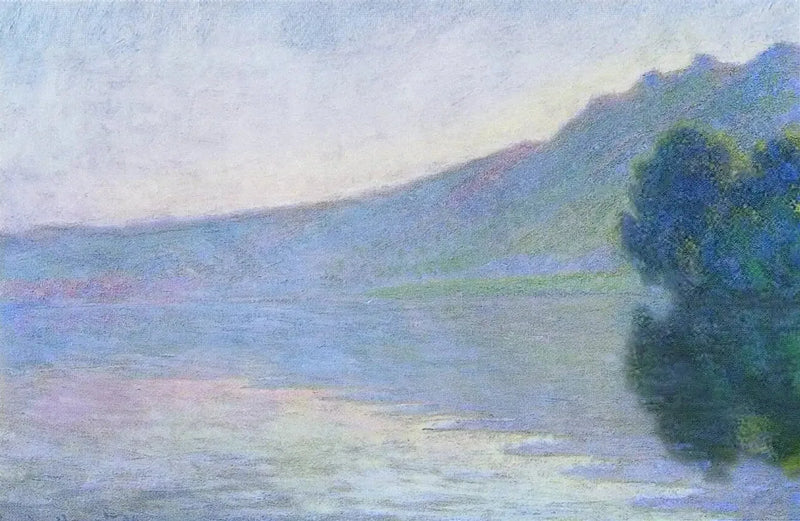 Port-Villez'deki Seine Nehri, pembe efektli W1371 - Claude Monet