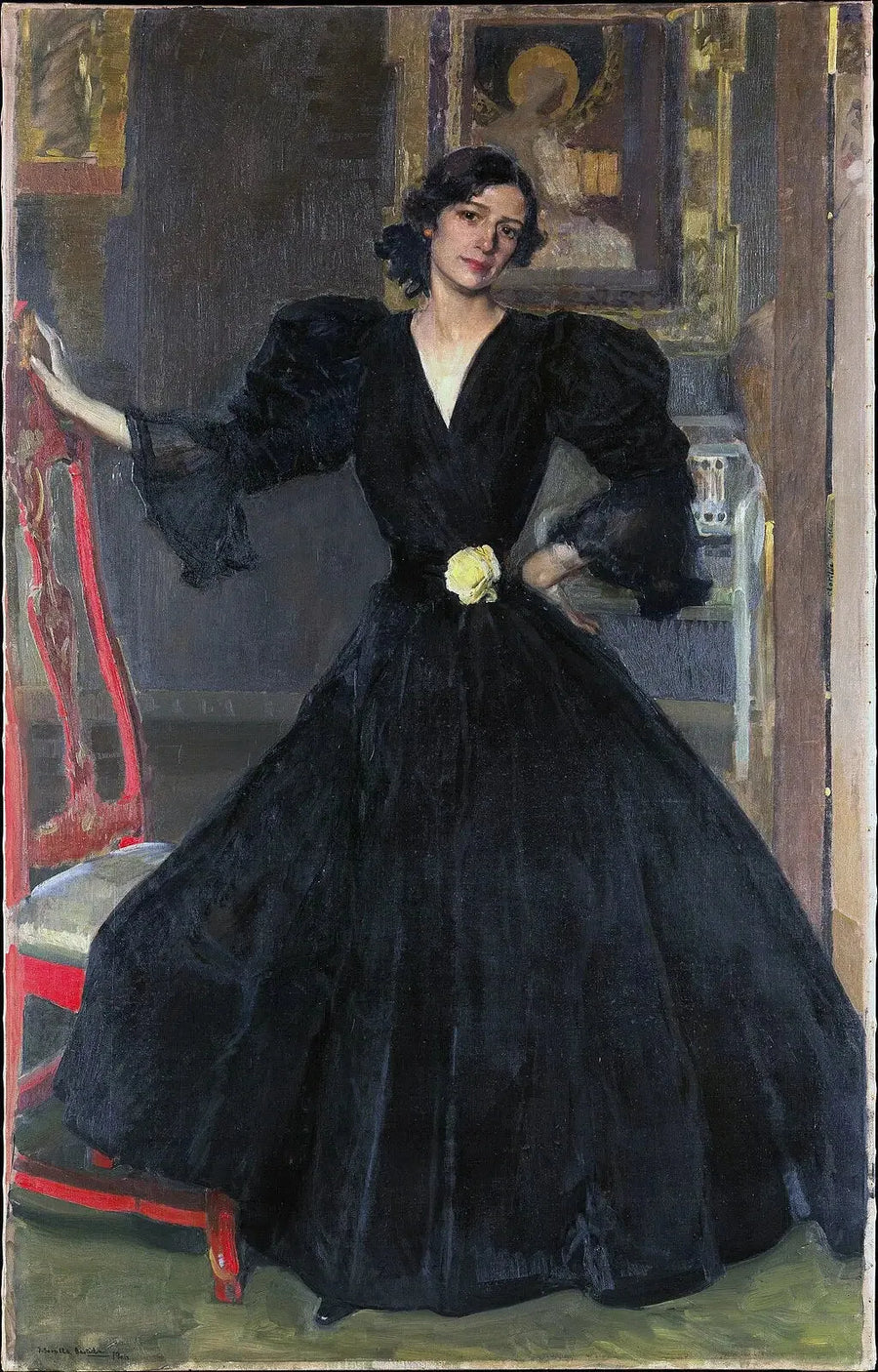 Sorolla'nın Hanımı (Clotilde García del Castillo, 1865-1929) siyah renkte - Joaquín Sorolla