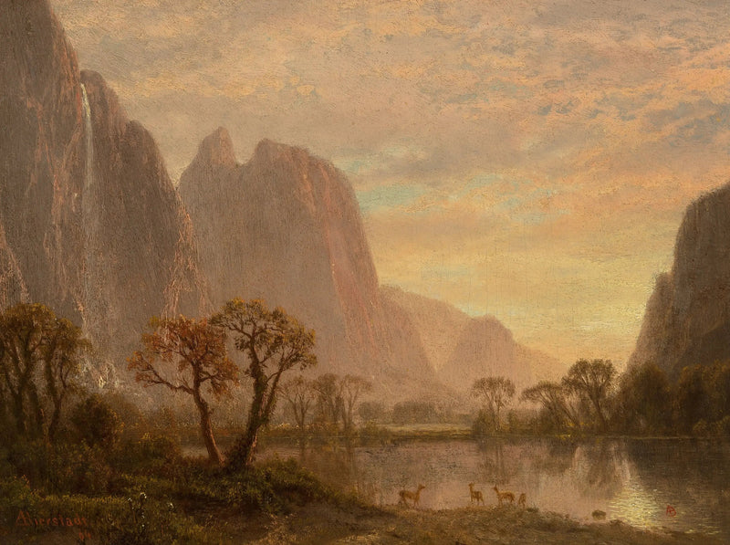 Sentinel Falls ve Cathedral Peaks Yosemite Vadisi'nde - Albert Bierstadt