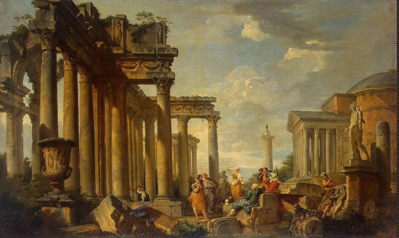 Roma Harabelerinde Aziz Sibyl'in Vaazı ve Apollon Heykeli - Giovanni Paolo Panini