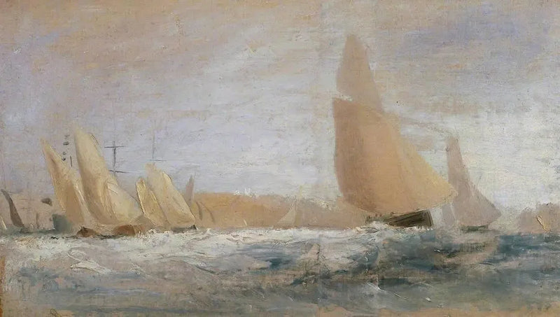 'Doğu Cowes Kalesi, Rüzgara Karşı Yarış' No. 1 için Taslak - J. M. W. Turner