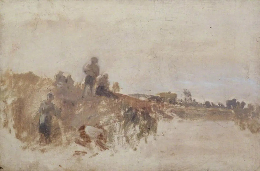 'Hasat Akşam Yemeği, Kingston Bank' için Taslak - J. M. W. Turner