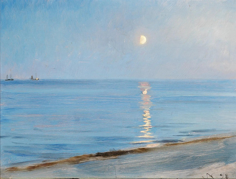 Skagen plajında akşamüzeri. Ay ışığı. - Peder Severin Krøyer