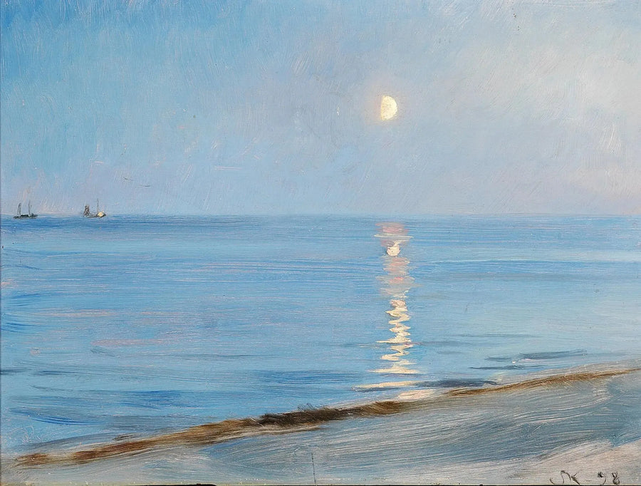 Skagen plajında akşamüzeri. Ay ışığı. - Peder Severin Krøyer