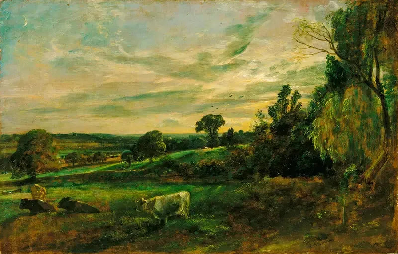Yaz Gecesi: East Bergholt yakınlarındaki manzara, Langham Kilisesi, Stratford Kilisesi ve Stoke-by-Nayland Kilisesi'ni gösteriyor - John Constable