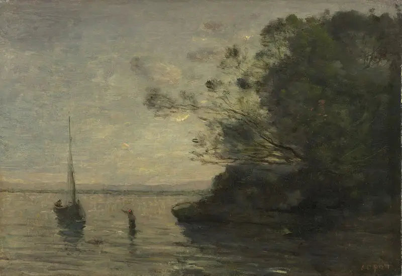 Göl Üzerinde Akşam - Jean-Baptiste Camille Corot