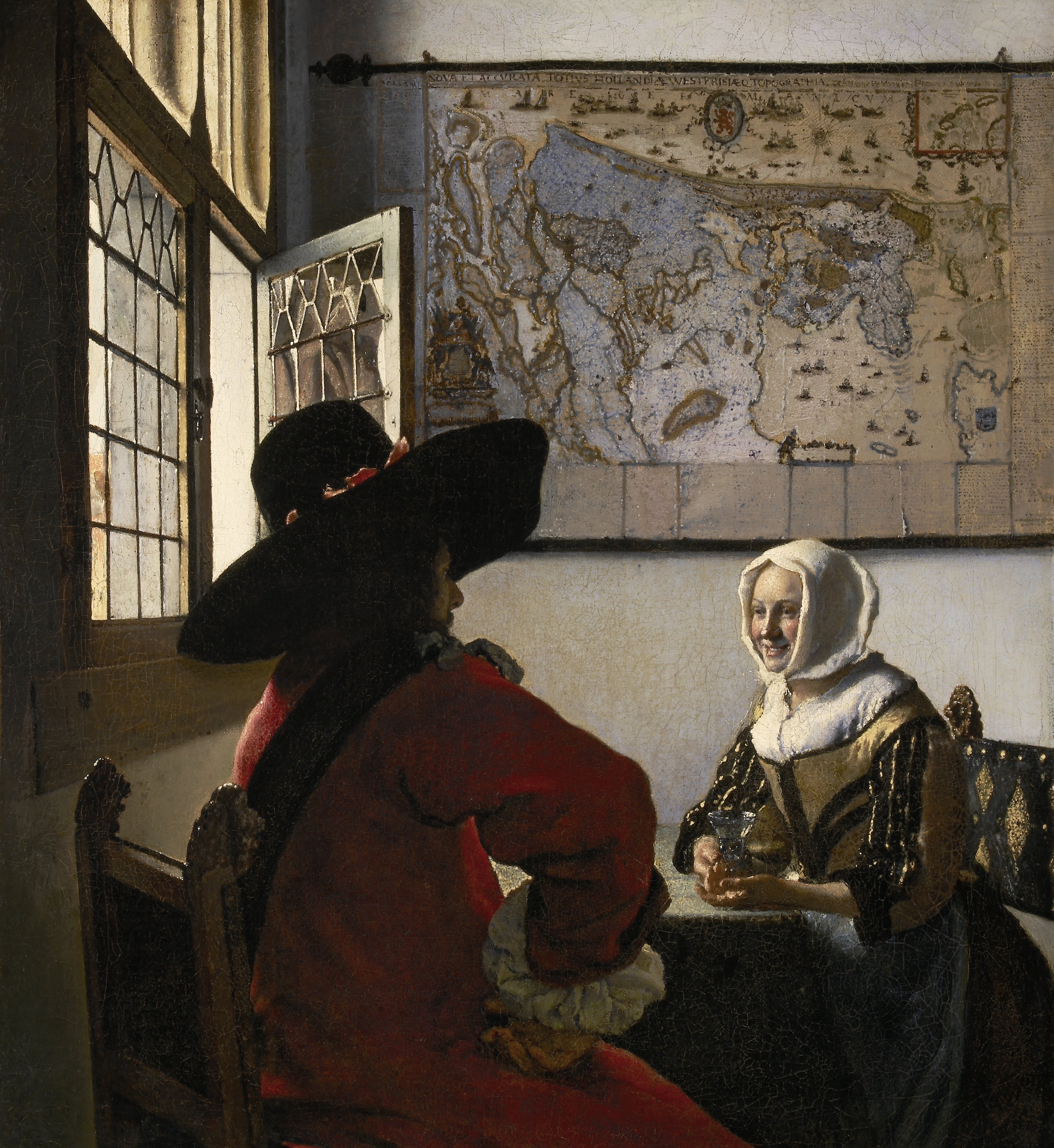 Reproduction du tableau « Soldat et jeune fille riante - Johannes Vermeer » par Alpha Reproduction en peinture à l’huile