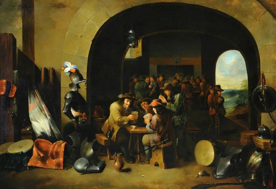 Görevli bir odada kart oynayan askerler - David Teniers le Jeune