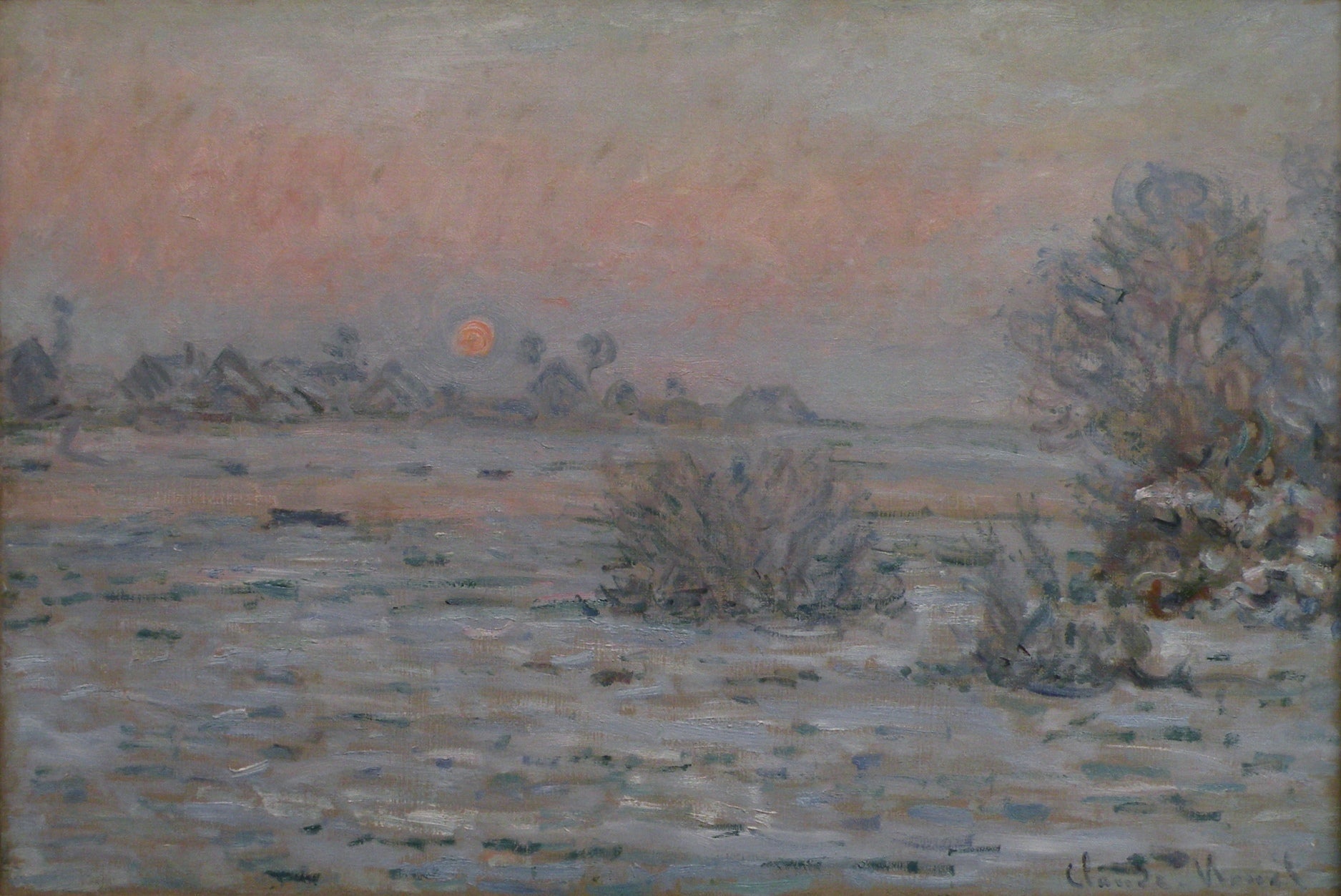 Reproduction du tableau « Soleil d'hiver à Lavacourt - Claude Monet » par Alpha Reproduction en peinture à l’huile