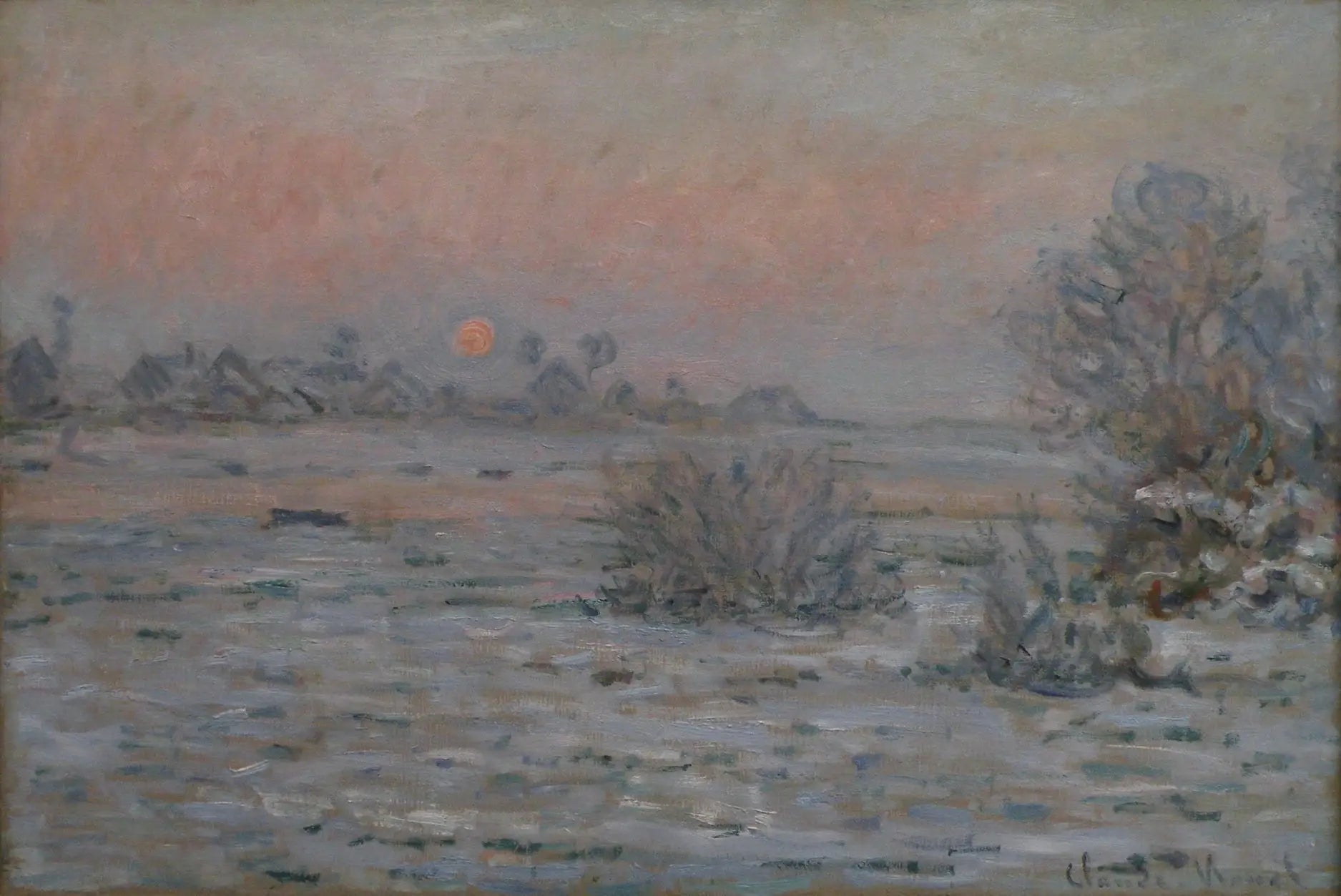 Reproduction du tableau « Soleil d'hiver à Lavacourt - Claude Monet » par Alpha Reproduction en peinture à l’huile