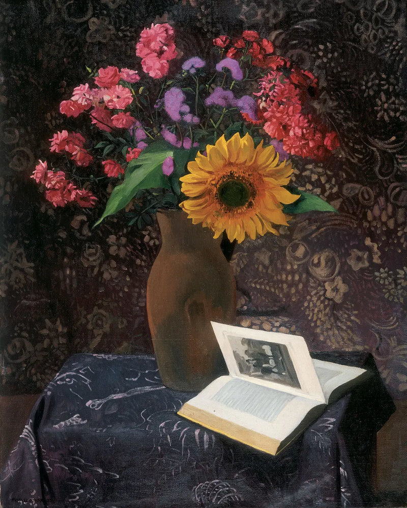 Güneş ve kızıl gül çiçekleri - Félix Vallotton