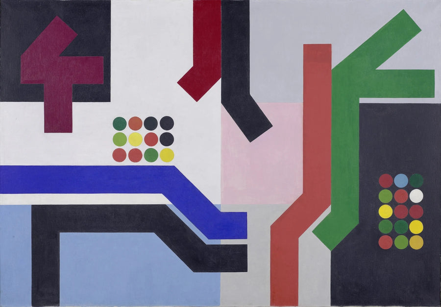 Douze espaces à plans, bandes angulaires et pavés de cercles - Sophie Taeuber-Arp