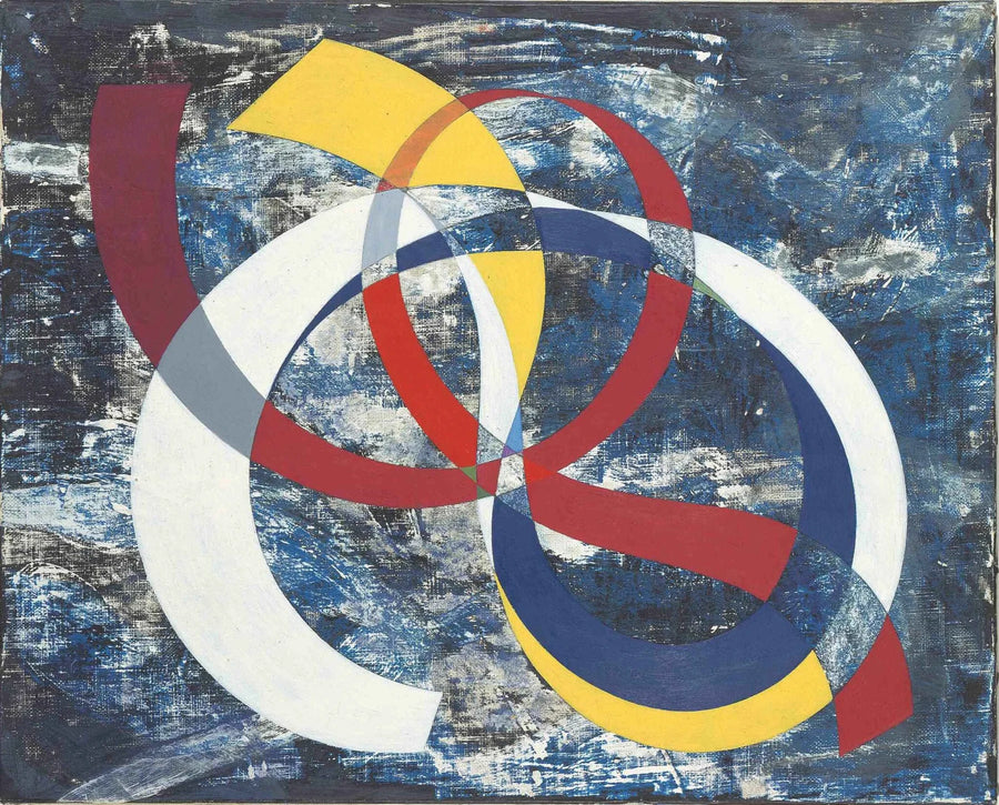 Nœud en couleurs vives sur fond chaotique - Sophie Taeuber-Arp