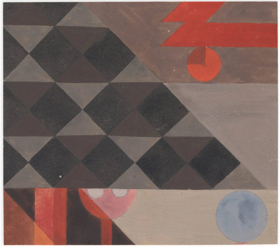 [Composition with geometric forms and light blue circle (Fragment, used for a tapestry)] - Sophie Taeuber-Arp