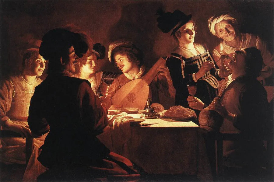 Gitarist ile akşam yemeği - Gerrit van Honthorst