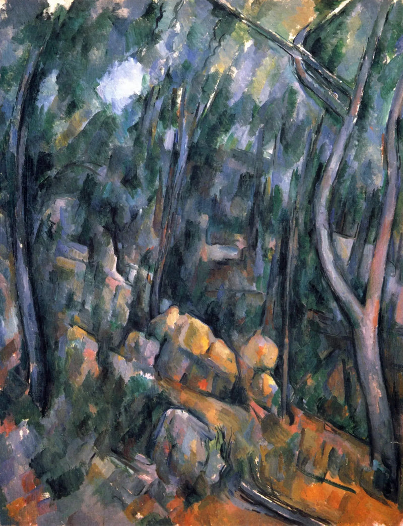 Kara Şato'nun üzerindeki mağaraların önündeki orman altı - Paul Cézanne