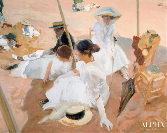 Sous l'auvent, sur la plage de Zarauz - Sorolla - Reproductions de tableaux et peintures haut de gamme