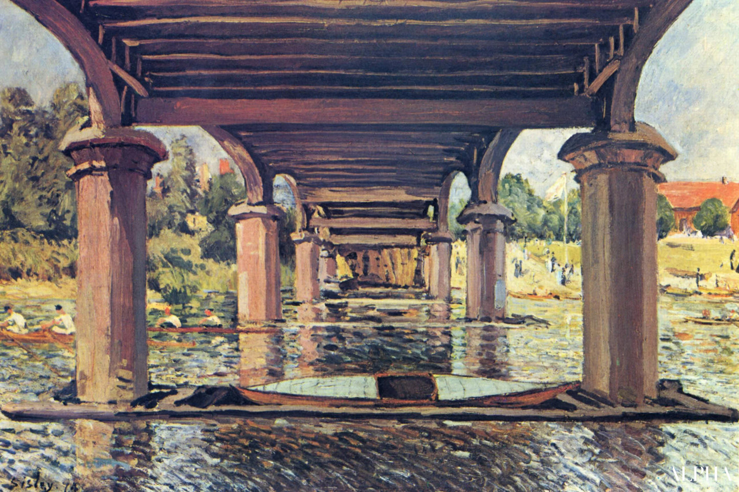 Reproduction du tableau « Sous le pont de Hampton Court - Alfred Sisley » par Alpha Reproduction en peinture à l’huile