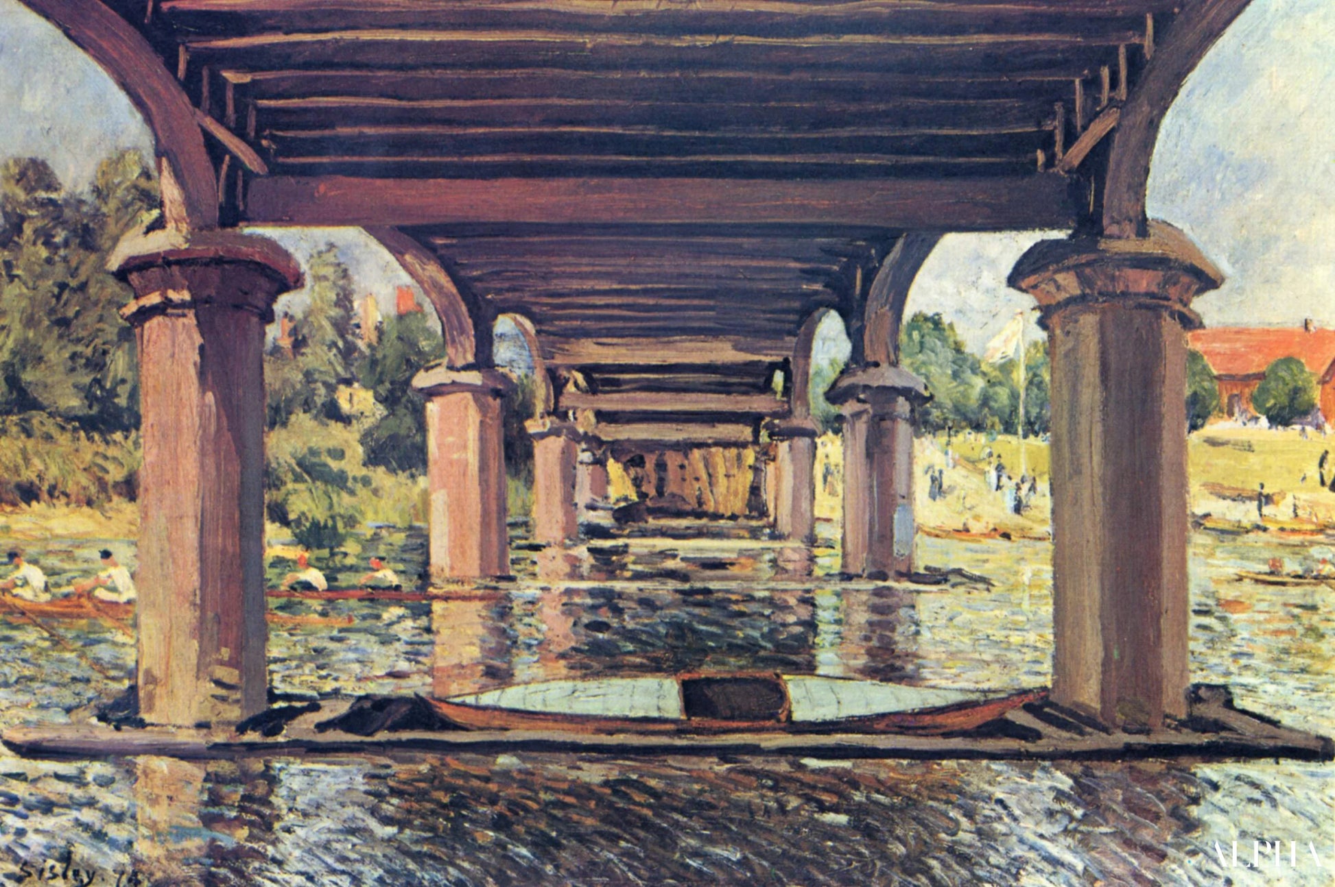 Reproduction du tableau « Sous le pont de Hampton Court - Alfred Sisley » par Alpha Reproduction en peinture à l’huile