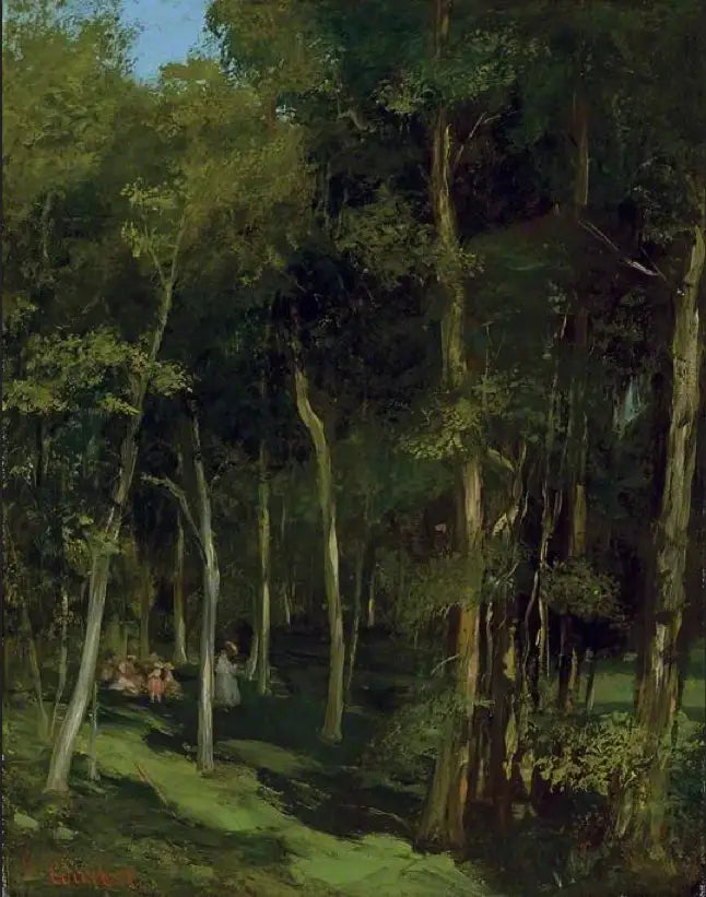 Port-Berteau'daki ağaçların altında, dans eden çocuklar - Gustave Courbet