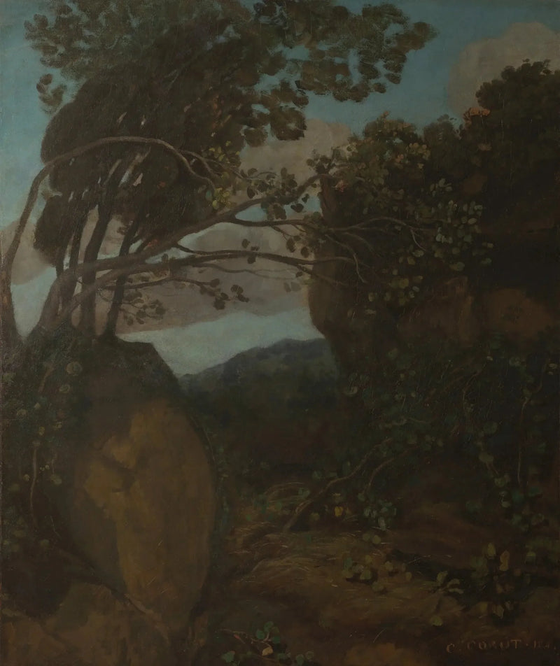 Nemi Hatırası. Kayalar ve Çalılık - Jean-Baptiste Camille Corot