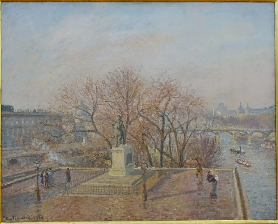Henri IV Heykeli, sabah, kış güneşi - Camille Pissarro