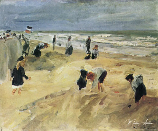 Strandscene à Noordwijk - Max Liebermann - Reproductions de tableaux et peintures haut de gamme