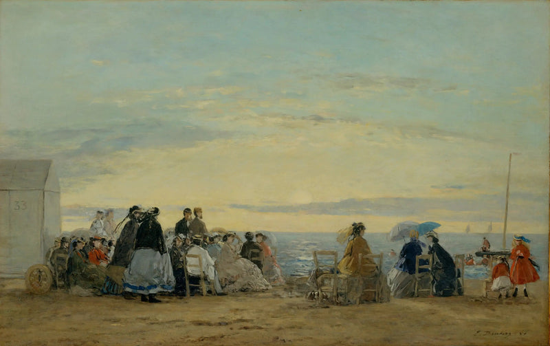 Plajda, gün batımı - Eugène Boudin