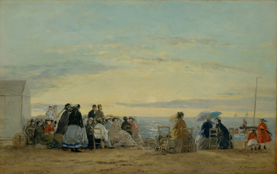 Plajda, gün batımı - Eugène Boudin