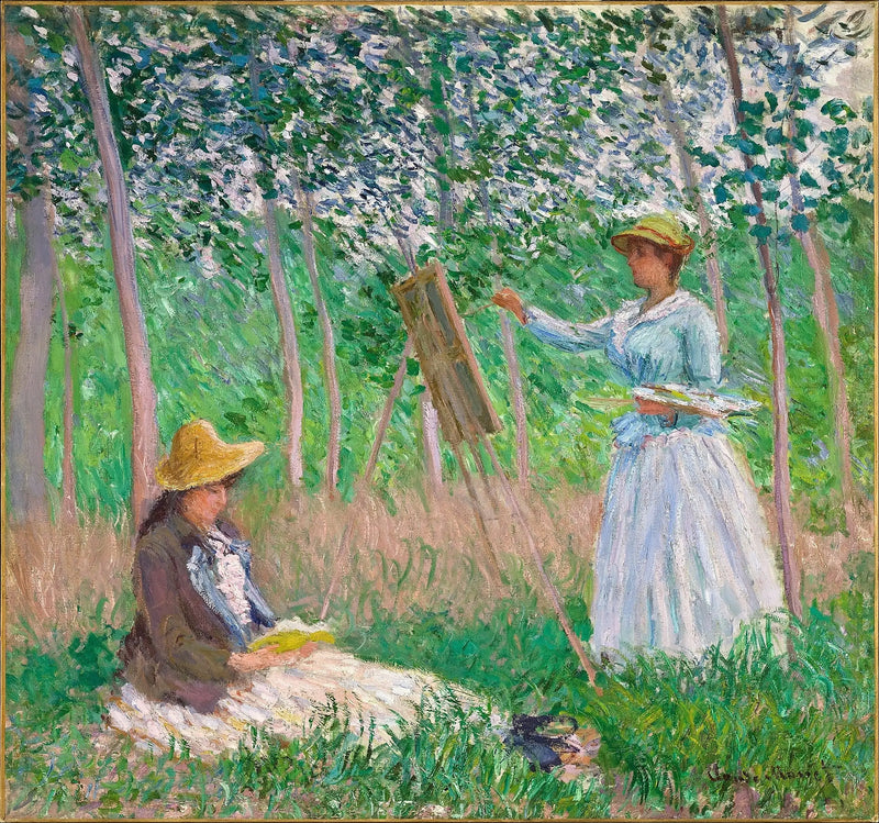 Suzanne okuyor ve Blanche resim yapıyor - Claude Monet