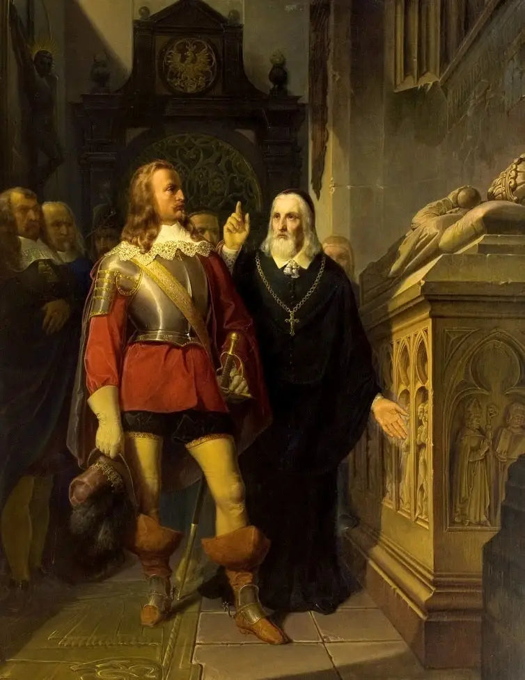 Szymon Starowolski ve Charles Gustav, Władysław Łokietek'in mezarının önünde. - Jan Matejko