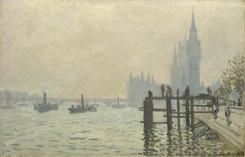 Westminster W166'nın aşağısındaki Thames Nehri - Claude Monet