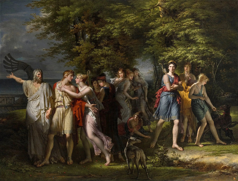 Mentor tarafından zorlanan Telemaque, Calypso Adası'nı terk ediyor - Charles Meynier