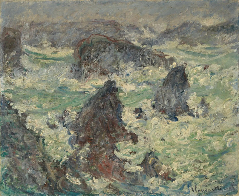 Belle-Île Sahilleri Üzerinde Fırtına - Claude Monet