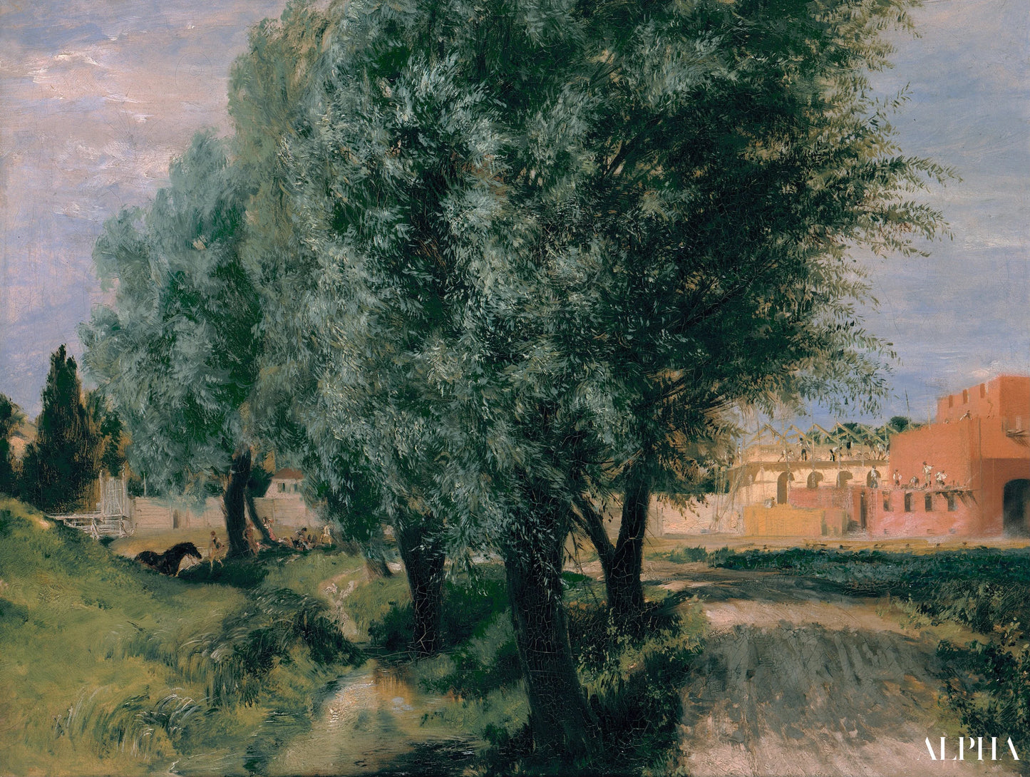 Reproduction du tableau « Terrain à bâtir avec des saules - Adolph von Menzel » par Alpha Reproduction en peinture à l’huile