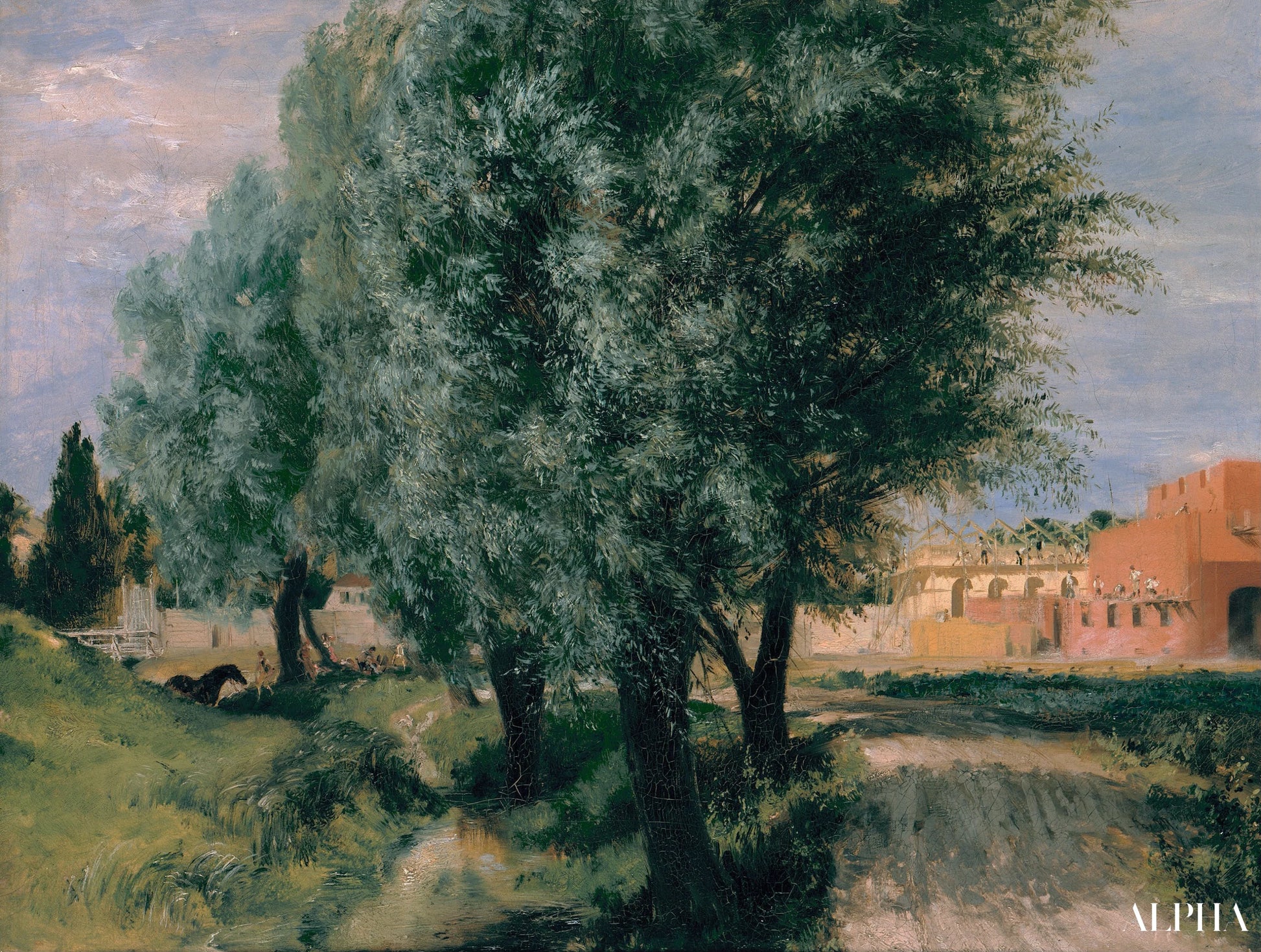 Reproduction du tableau « Terrain à bâtir avec des saules - Adolph von Menzel » par Alpha Reproduction en peinture à l’huile